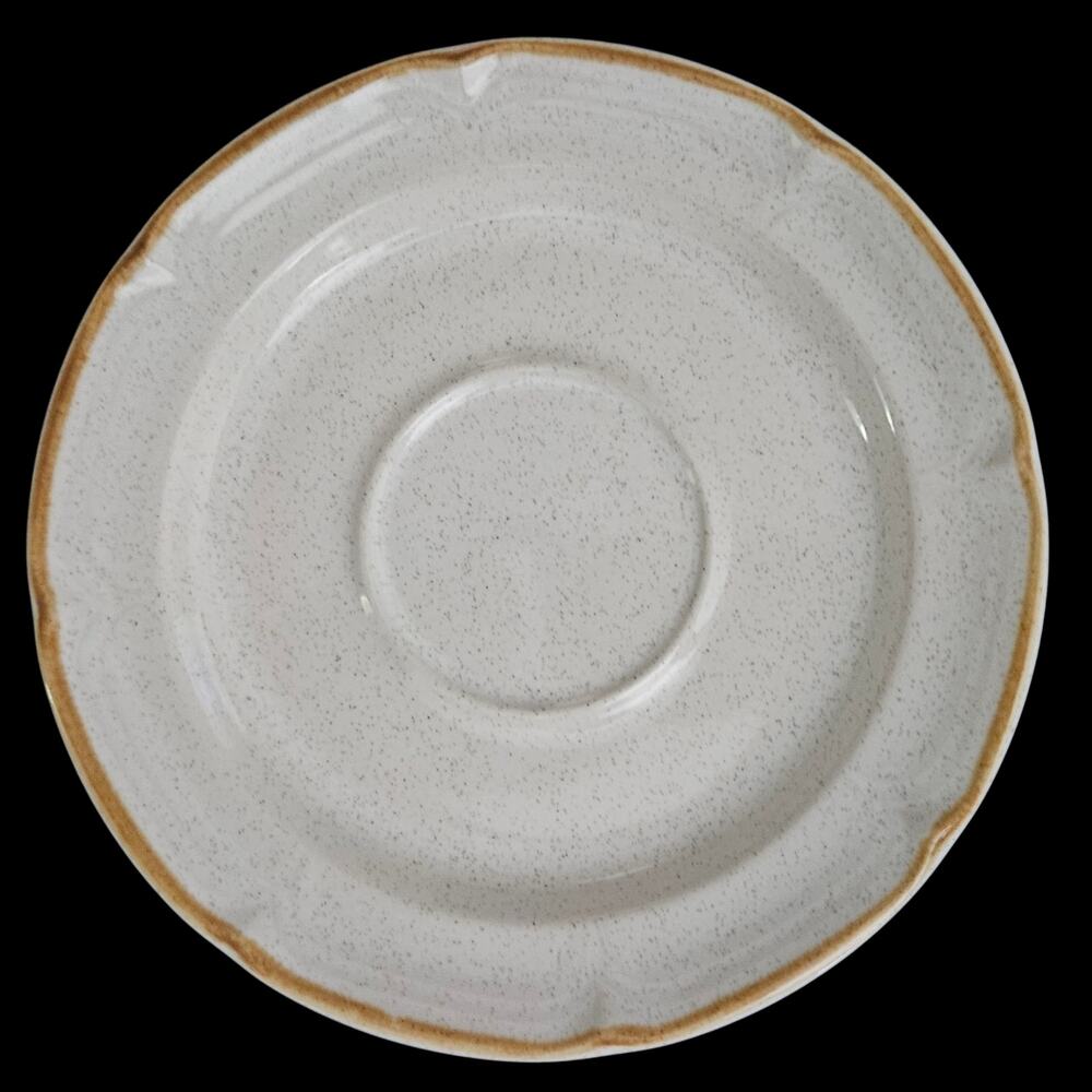 Baroque Hearthside Stoneware Japan Saucer Set 4 Speckled Beige Rustic